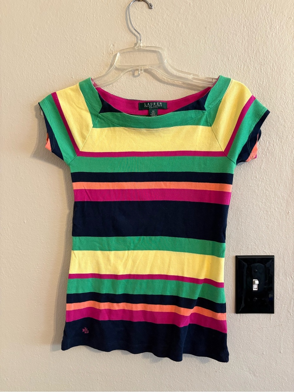 Vintage Ralph Lauren Multicolor Striped Cap Sleeve Knit Top